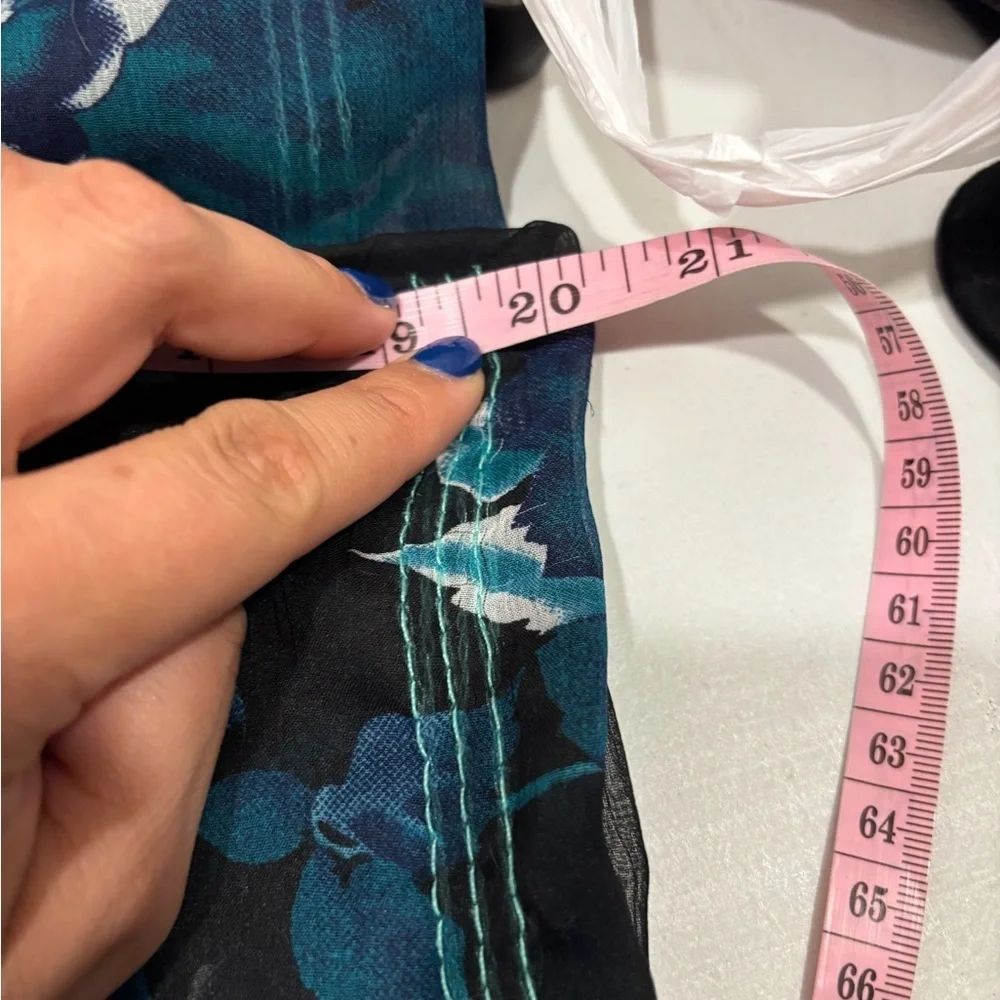 Tassel Floral Black and Teal Scarf